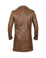 Men Brown Leather Car Coat