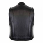 Zipper Leather Vest Biker In Black