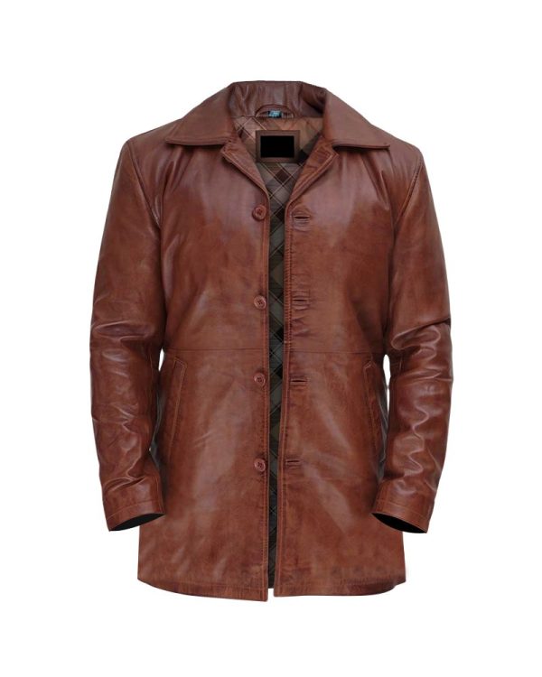 Mens Brown Leather Coat