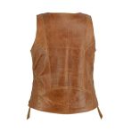 Women's Brown Zippered Vest with Side Lacing Detail