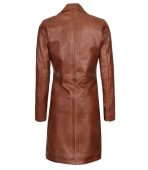 Women's Premium Cognac Brown Leather 3/4 Length Coat