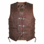 Brown Men's Cowhide Biker Leather Vest