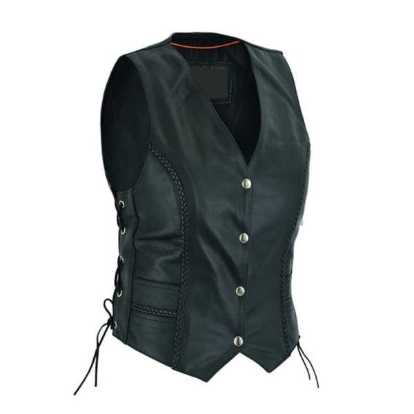 Ladies' Braided Genuine Leather Motorcycle Vest