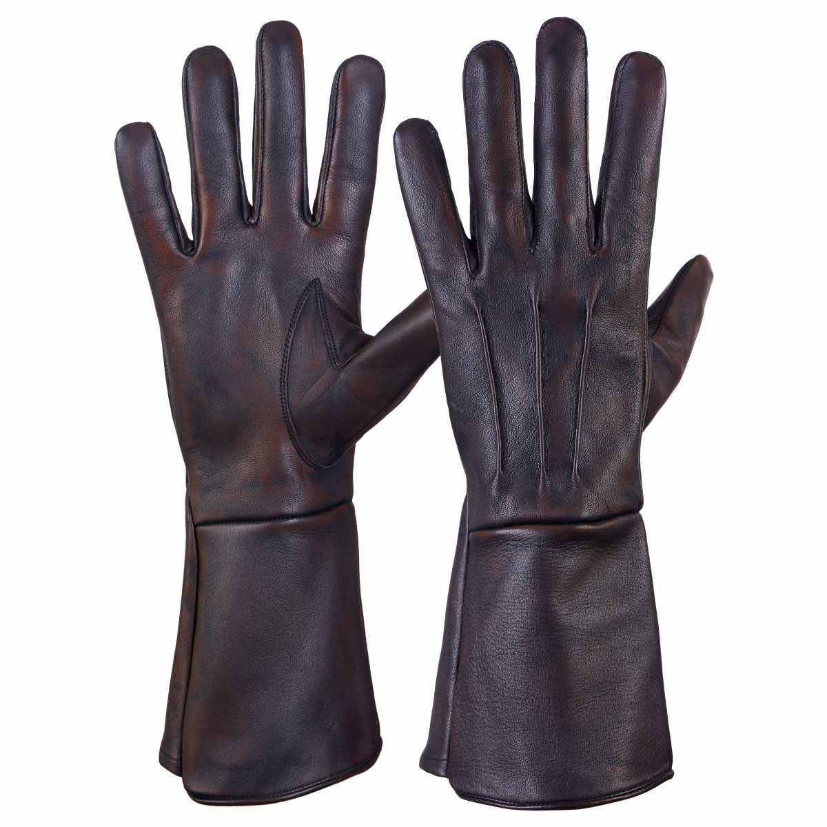 Leather Gauntlet Gloves Long Arm Cuff