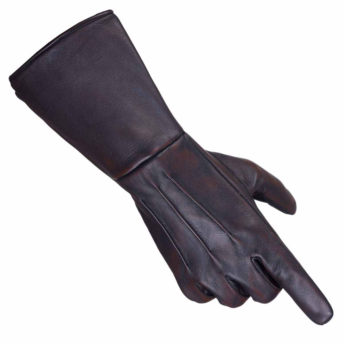 Leather Gauntlet Gloves Long Arm Cuff