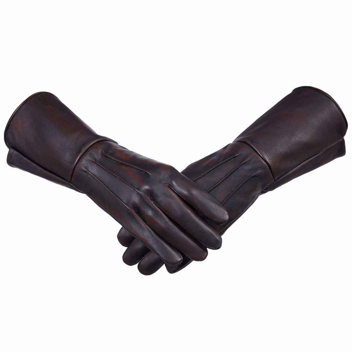 Leather Gauntlet Gloves Long Arm Cuff