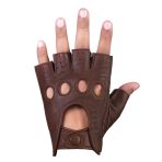 Driving Gloves Half Finger Fingerless Knuckle Holes for Men Genuine Leather