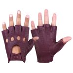 Driving Gloves Half Finger Fingerless Knuckle Holes for Men Genuine Leather