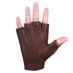 Driving Gloves Half Finger Fingerless Knuckle Holes for Men Genuine Leather