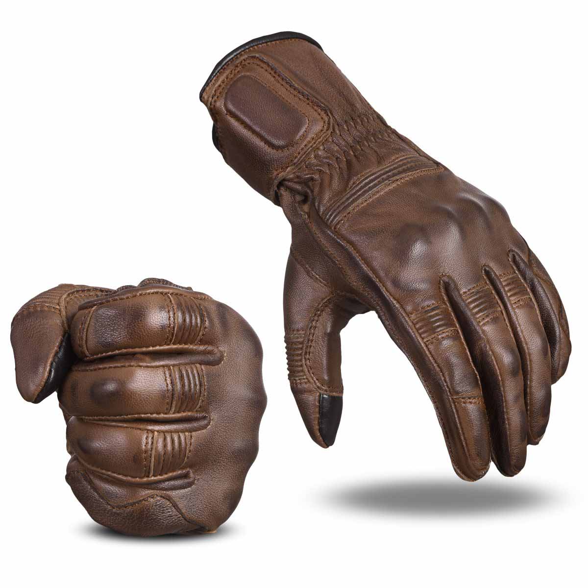 Mens Nice Genuine Leather Gauntlet Motorcycle Gloves