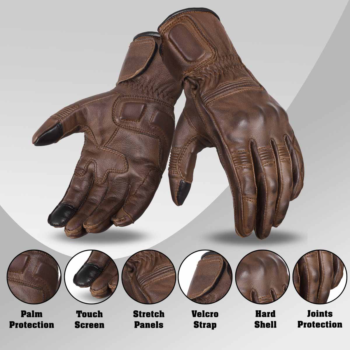 Mens Nice Genuine Leather Gauntlet Motorcycle Gloves