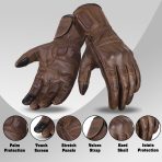 Mens Nice Genuine Leather Gauntlet Motorcycle Gloves