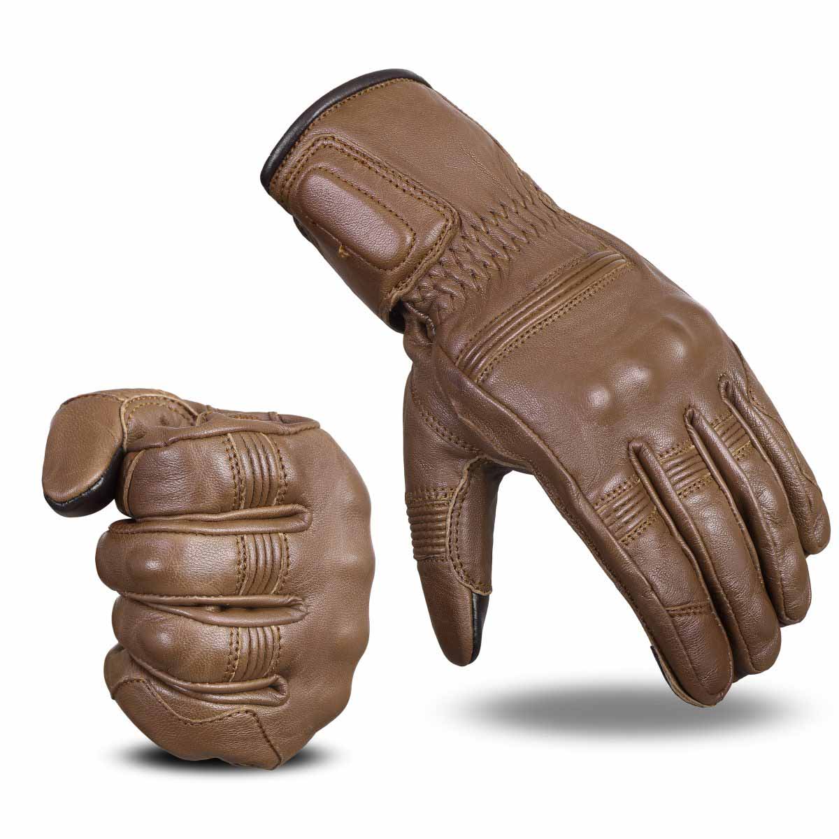 Mens Nice Genuine Leather Gauntlet Motorcycle Gloves