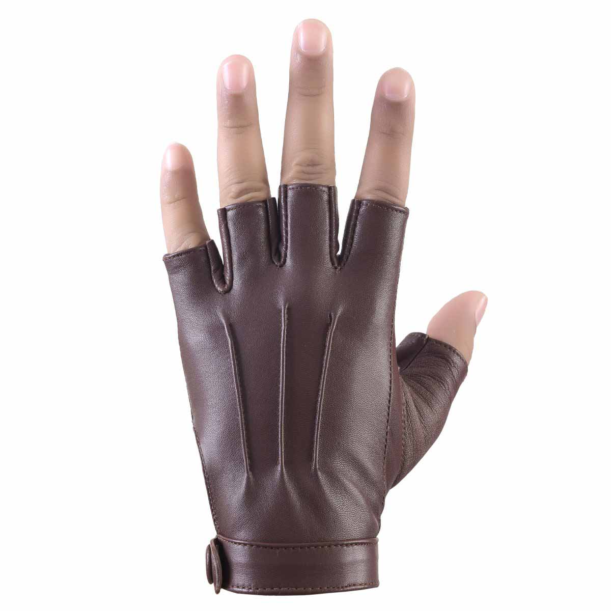 Sheepskin leather Half Finger driving gloves for Women