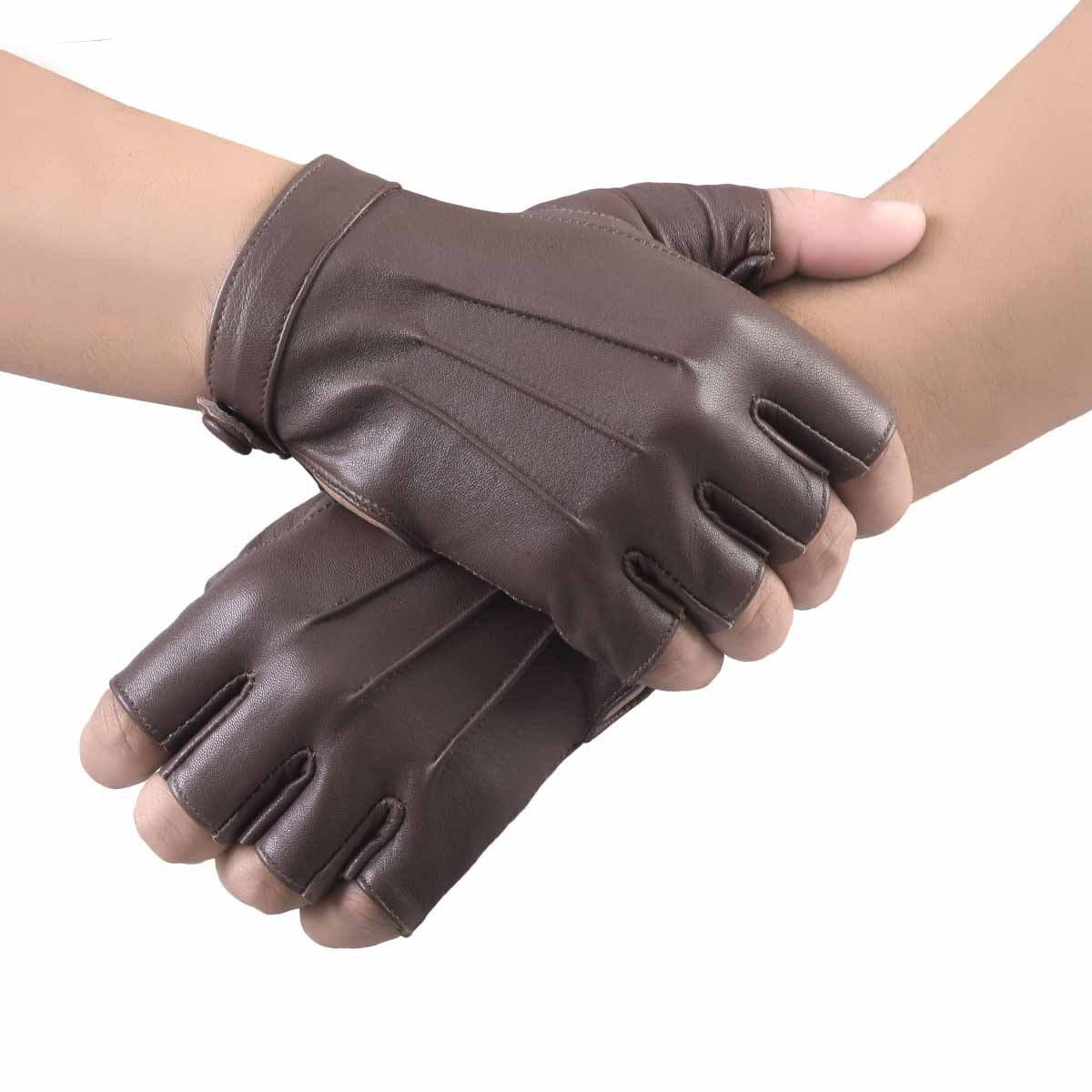 Sheepskin leather Half Finger driving gloves for Women