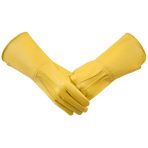 Leather Gauntlet Gloves Long Arm Cuff