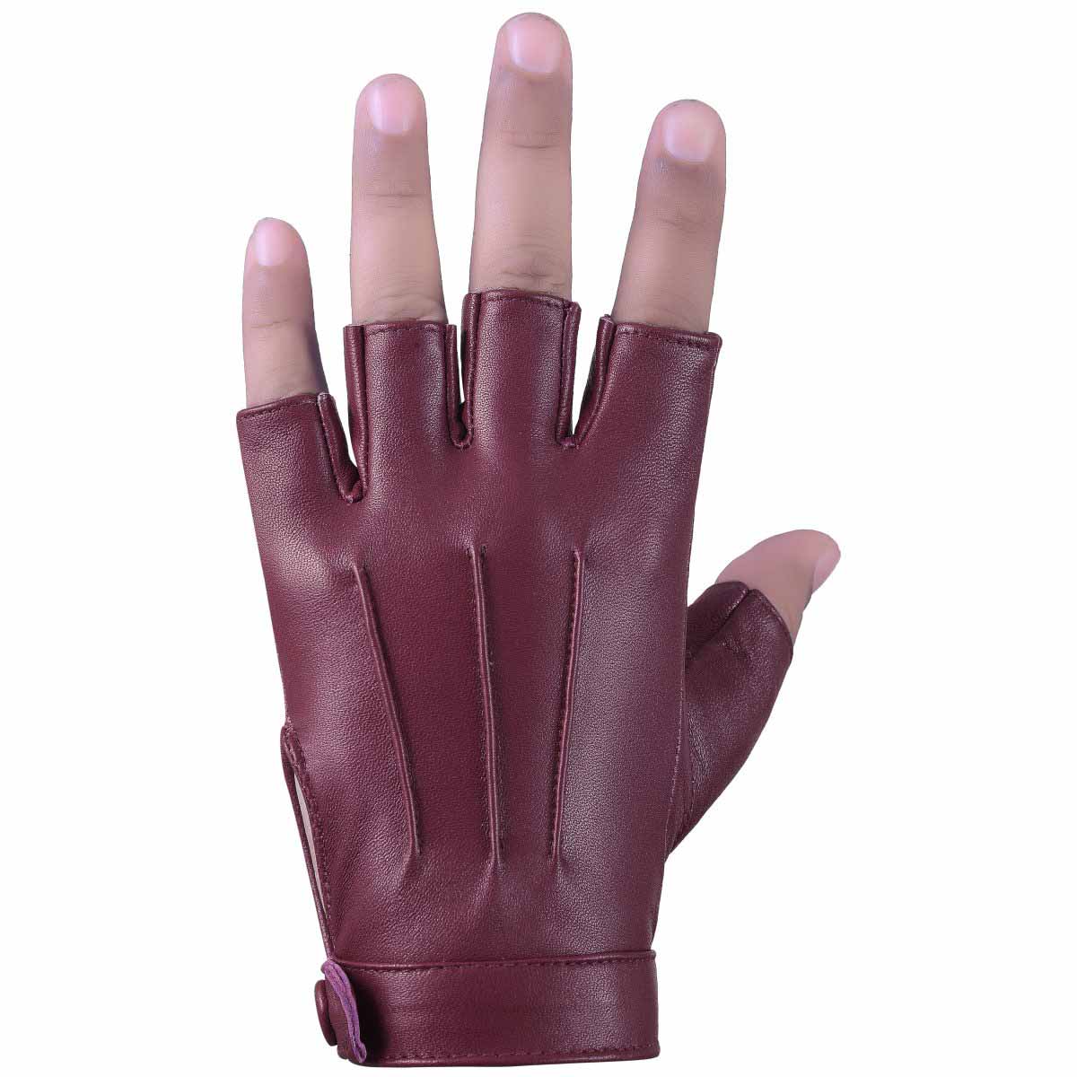 Sheepskin leather Half Finger driving gloves for Women