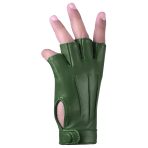 Sheepskin leather Half Finger driving gloves for Women