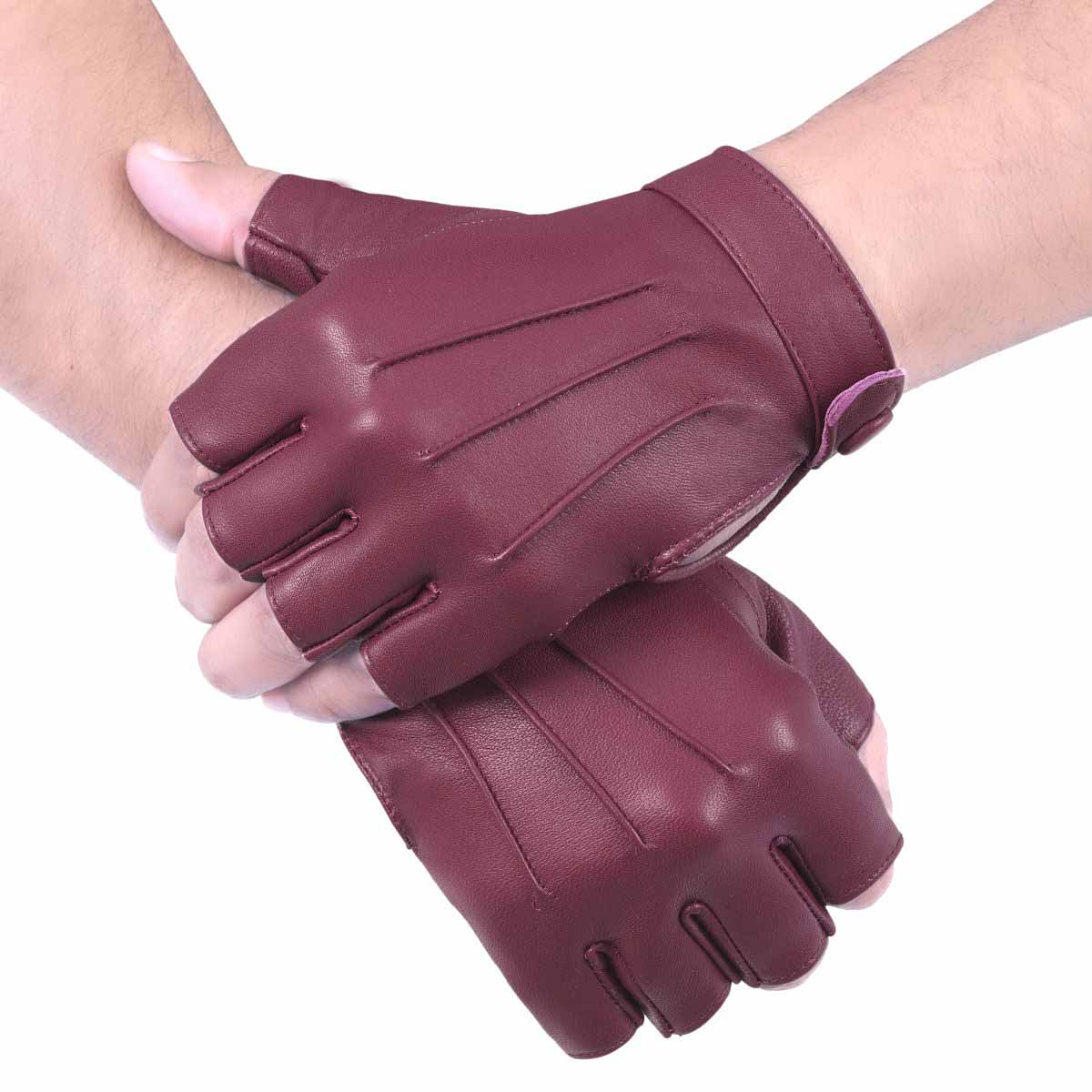 Sheepskin leather Half Finger driving gloves for Women