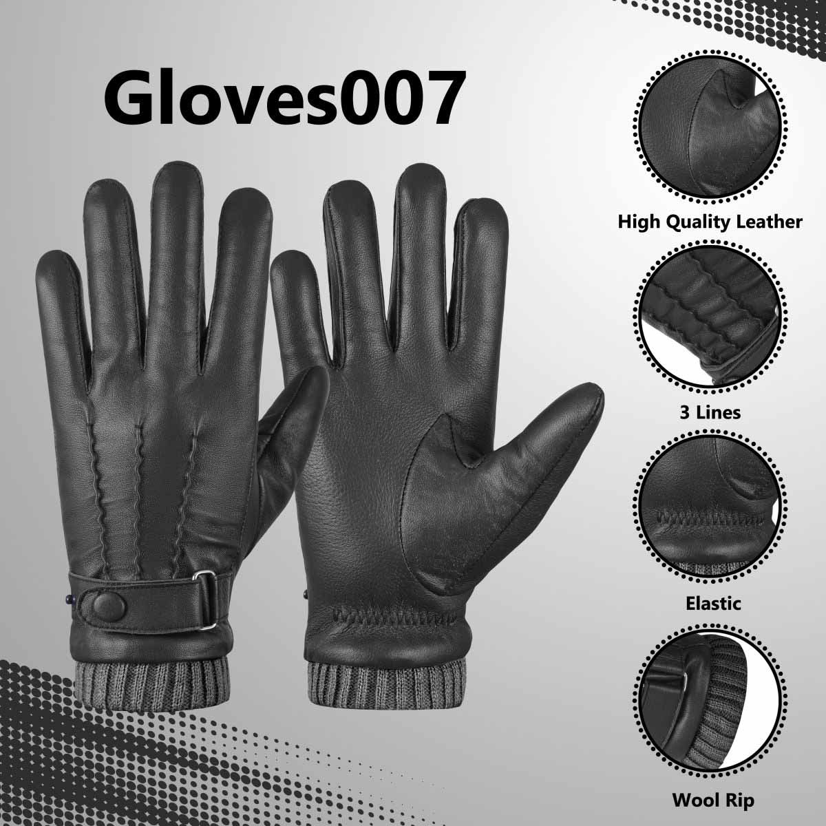 Winter Leather Gloves for Men, Fleece Lined Warm Gloves