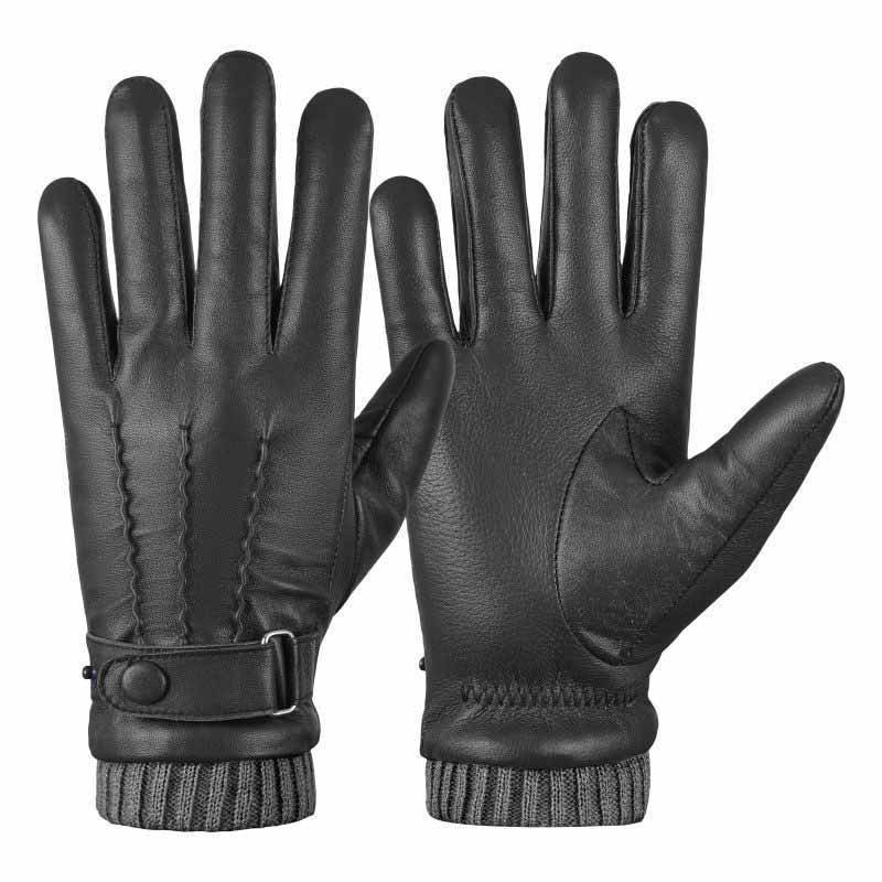 Winter Leather Gloves for Men, Fleece Lined Warm Gloves