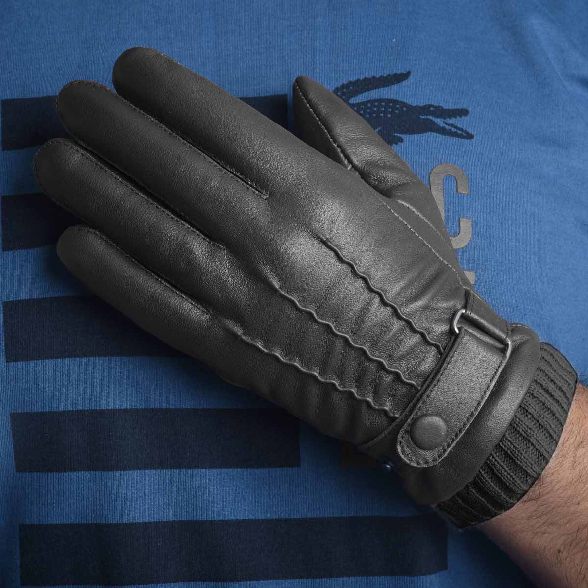 Winter Leather Gloves for Men, Fleece Lined Warm Gloves