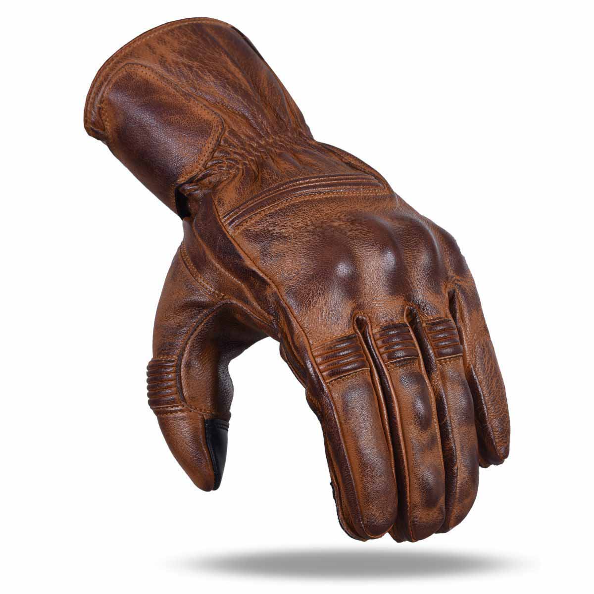 Mens Nice Genuine Leather Gauntlet Motorcycle Gloves