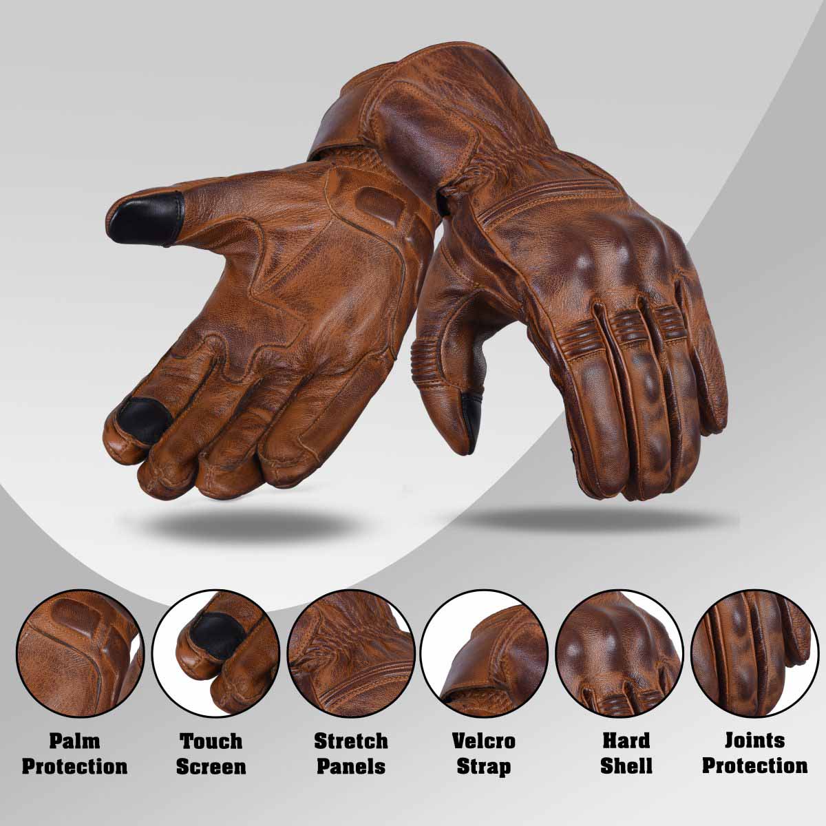 Mens Nice Genuine Leather Gauntlet Motorcycle Gloves