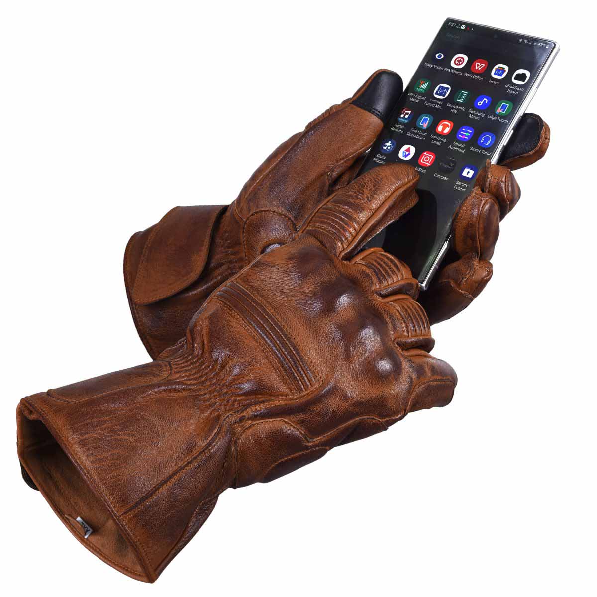 Mens Nice Genuine Leather Gauntlet Motorcycle Gloves