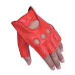 Driving Gloves Half Finger Fingerless Knuckle Holes for Men Genuine Leather