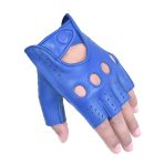 Driving Gloves Half Finger Fingerless Knuckle Holes for Men Genuine Leather