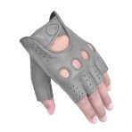 Driving Gloves Half Finger Fingerless Knuckle Holes for Men Genuine Leather