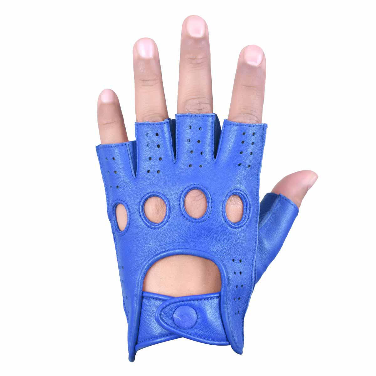 Driving Gloves Half Finger Fingerless Knuckle Holes for Men Genuine Leather