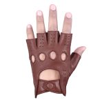 Driving Gloves Half Finger Fingerless Knuckle Holes for Men Genuine Leather