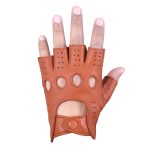 Driving Gloves Half Finger Fingerless Knuckle Holes for Men Genuine Leather