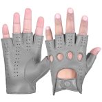 Driving Gloves Half Finger Fingerless Knuckle Holes for Men Genuine Leather