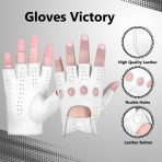 Driving Gloves Half Finger Fingerless Knuckle Holes for Men Genuine Leather