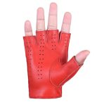 Driving Gloves Half Finger Fingerless Knuckle Holes for Men Genuine Leather