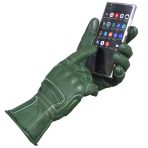 Mens Nice Genuine Leather Gauntlet Motorcycle Gloves